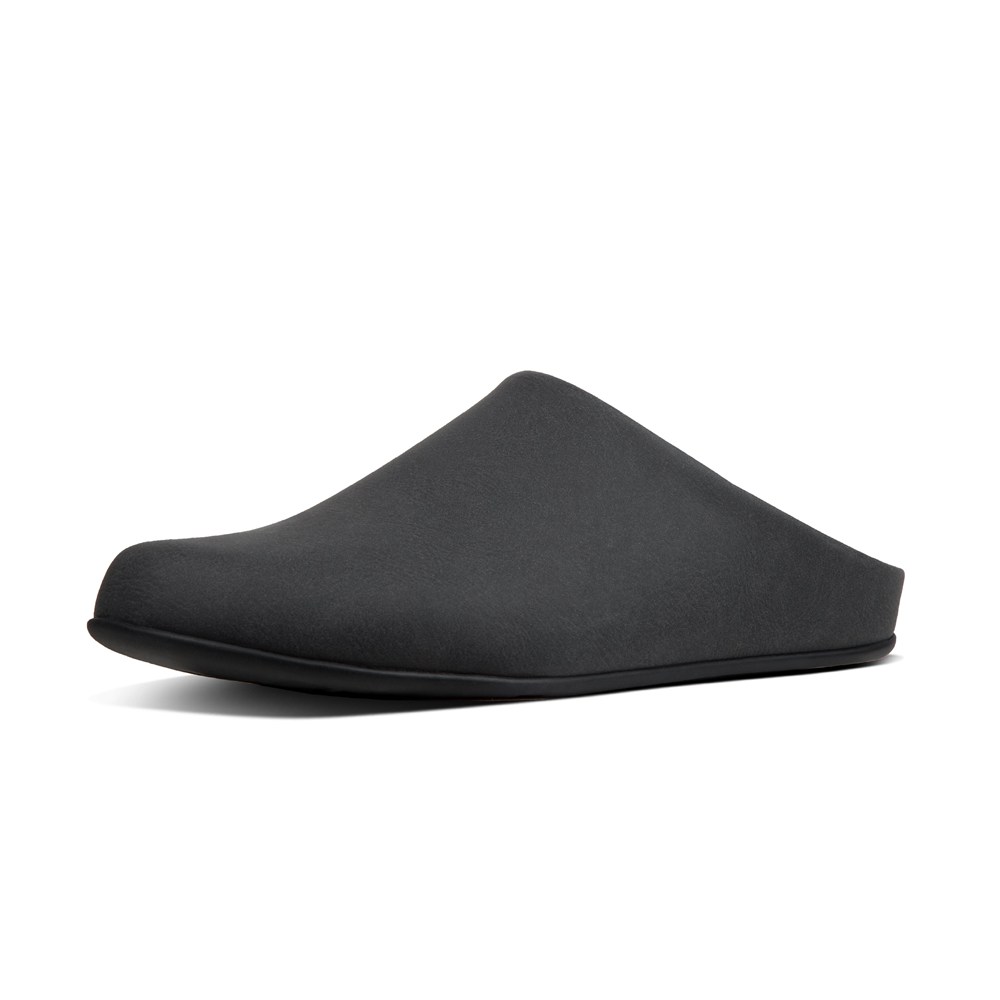Fitflop Mens Slippers - Shove Leather Mule - Black - 283-SOZTFU